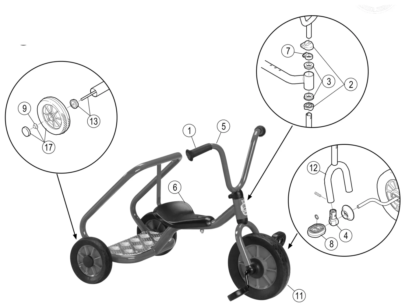 Explosionszeichnung Mini Viking Ben Hur mit Pedalen