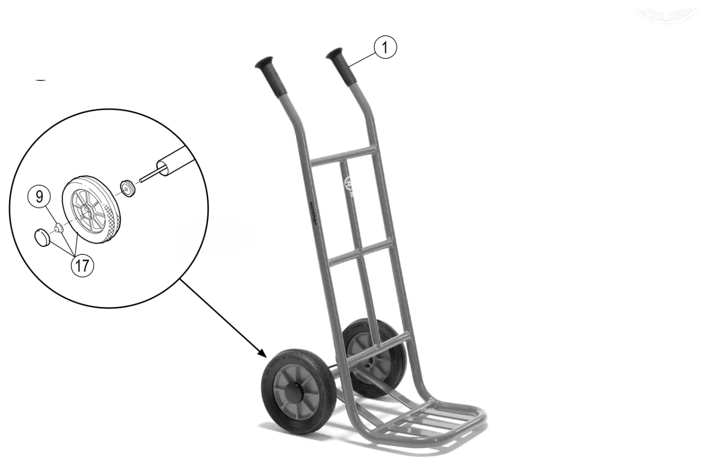 Explosionszeichnung Mini Viking Sackkarre