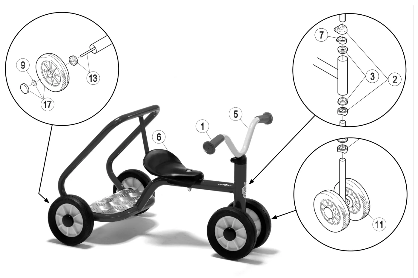 Explosionszeichnung Mini Viking Taxi-Dreirad
