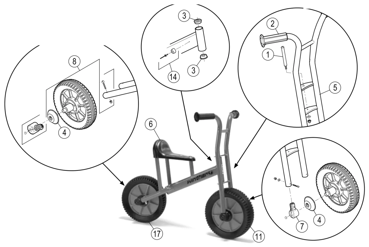 Explosionszeichnung Viking Laufrad BikeRunner large