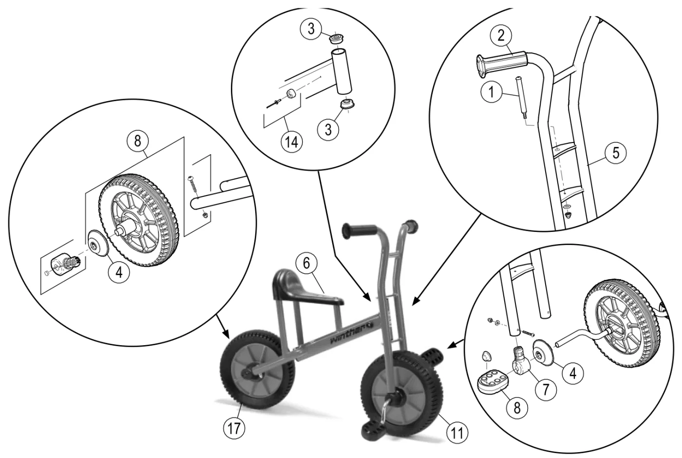 Explosionszeichnung Viking Lernfahrrad