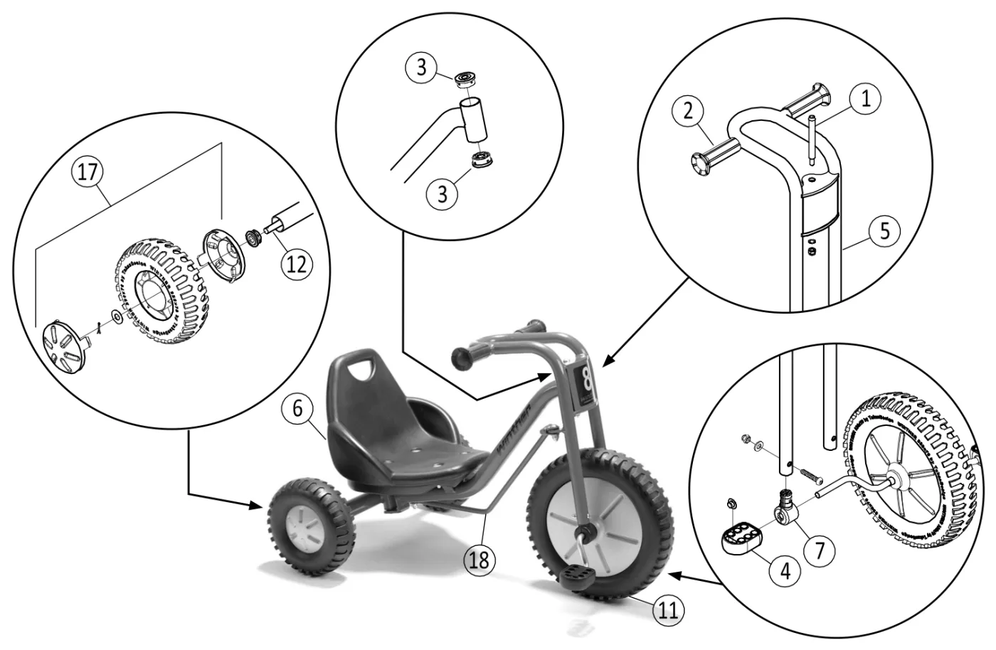 Explosionszeichnung Viking Explorer Zlalom Tricycle Large