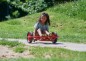 Preview: Mädchen fährt das Winther Viking Swingcart klein vor einer Wiese