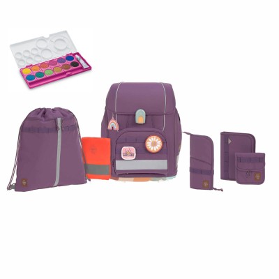 Lässig Boxy Unique Schulranzen Set 7 tlg. purple + gratis Farbkasten