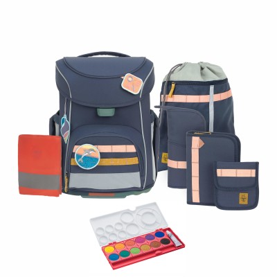 Lässig Schulranzen Set unique Slim navy Set 7 tlg