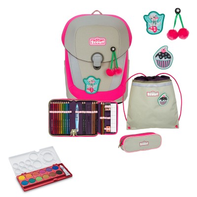 Scout Sunny II Pink Cherry Schulranzen Set 4tlg. + gratis Farbkasten