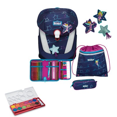 Scout Sunny II Lightweight Blue Star Schulranzen Set 4tlg. + gratis Farbkasten