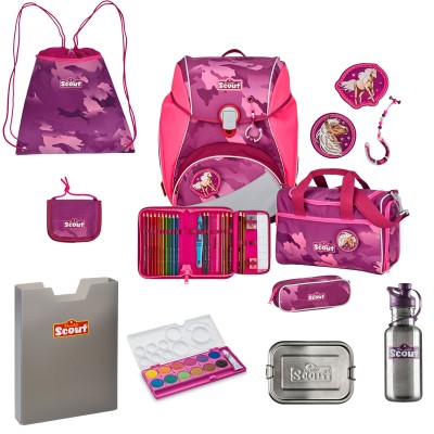 Scout Alpha Pink Horse Schulranzen Set 9 tlg. + gratis Farbkasten
