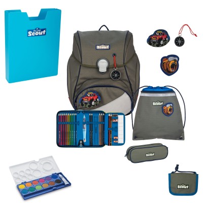 Scout Alpha Schulranzen Set 2 Adventure 6tlg. + gratis Farbkasten