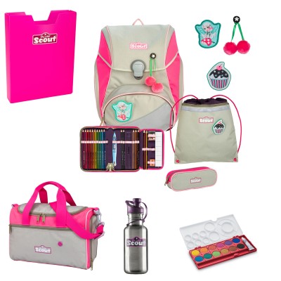Scout Alpha Schulranzen Set Pink Cherry 7tlg. + gratis Farbkasten