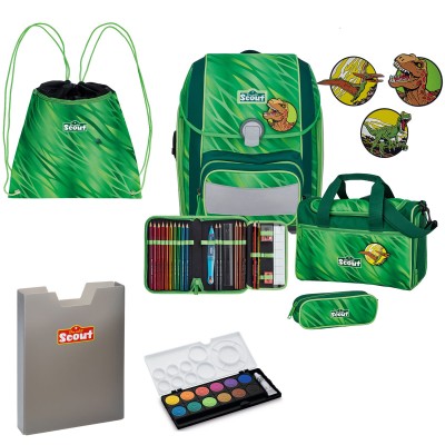 Scout Genius Green Rex Schulranzen Set 6 tlg. + gratis Farbkasten