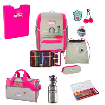 Scout Genius Schulranzen Set Pink Cherry 7tlg. + gratis Farbkasten