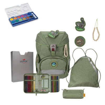 DerDieDas Schulranzen ErgoFlex Eco Green Planet Set 5tlg. + gratis Farbkasten
