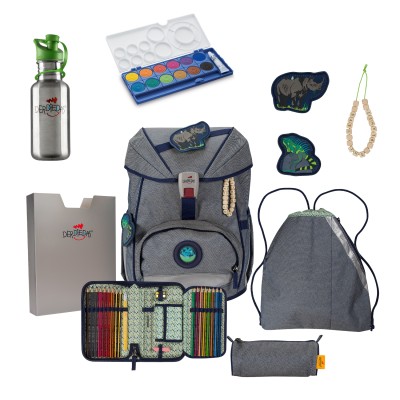 DerDieDas Schulranzen ErgoFlex Eco Blue Planet Set 6tlg. + gratis Farbkasten