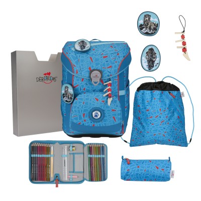 DerDieDas Schulranzen Easy mit Buttons Blue Ice