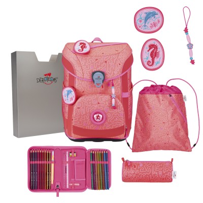 DerDieDas Schulranzen Easy mit Buttons Coral Reef