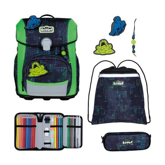 Scout Neo Schulranzen Set 4tlg Monster Labyrinth