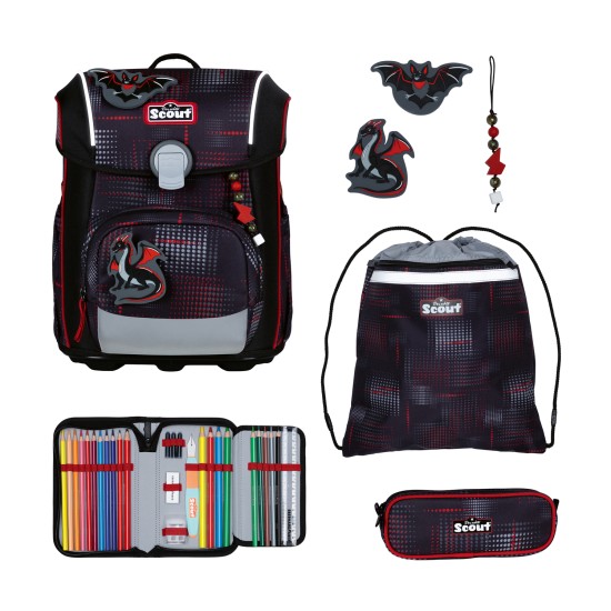 Scout Neo Schulranzen Set 4tlg Safety Light Night Shadow