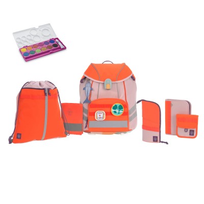 Lässig Schulranzen Set unique Rose Neon Orange Set 7 tlg