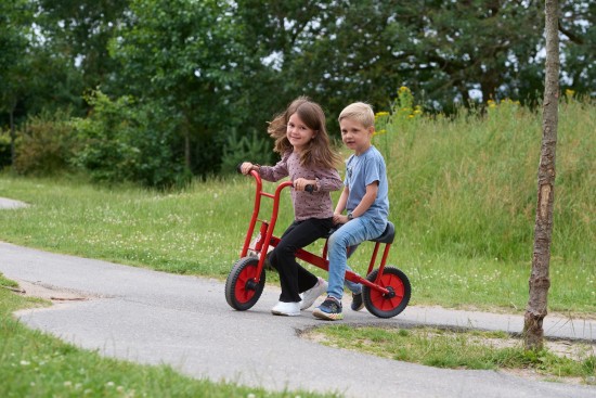 Preview: Winther Viking Laufrad Tandem BikeRunner mit zwei Kindern auf einem Parkweg