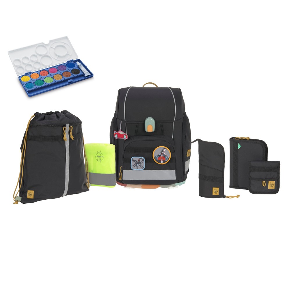 Lässig Schulranzen Set unique Boxy Black Set 7 tlg Lässig Schulranzen Set unique Boxy Black Set 7 tlg
