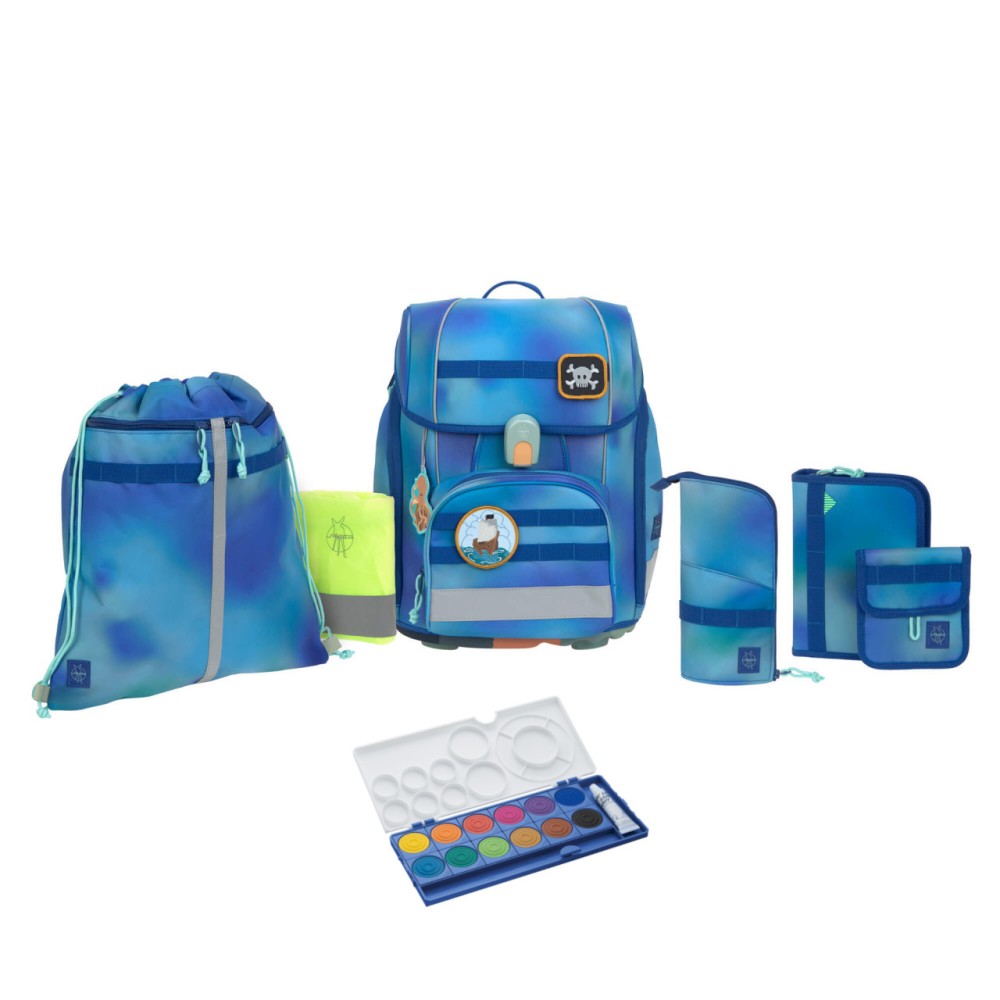 Lässig Schulranzen Set unique Boxy Gradient Grün Blue Set 7 tlg