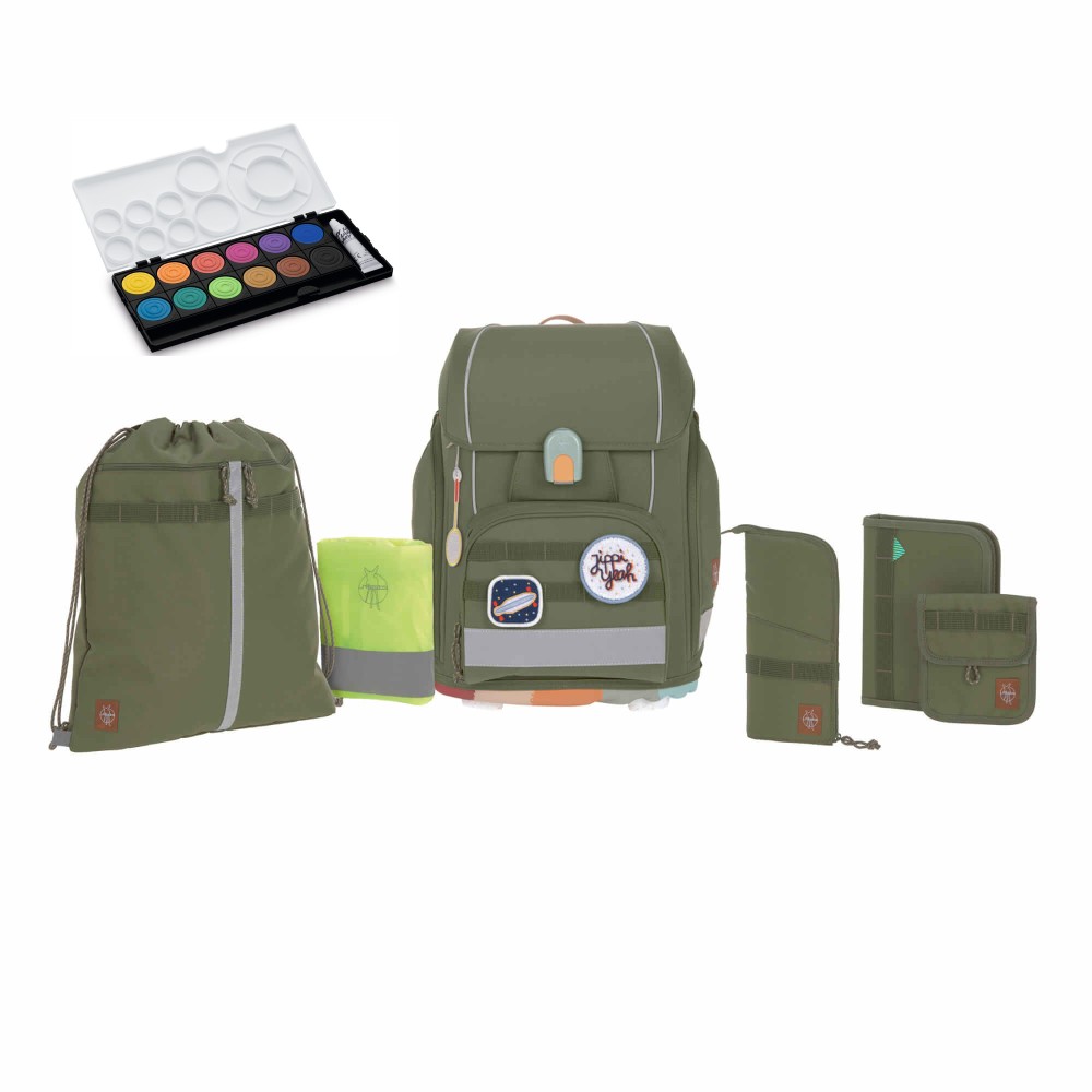 Lässig Schulranzen Set unique Boxy Olive Set 7 tlg Lässig Schulranzen Set unique Boxy Olive Set 7 tlg