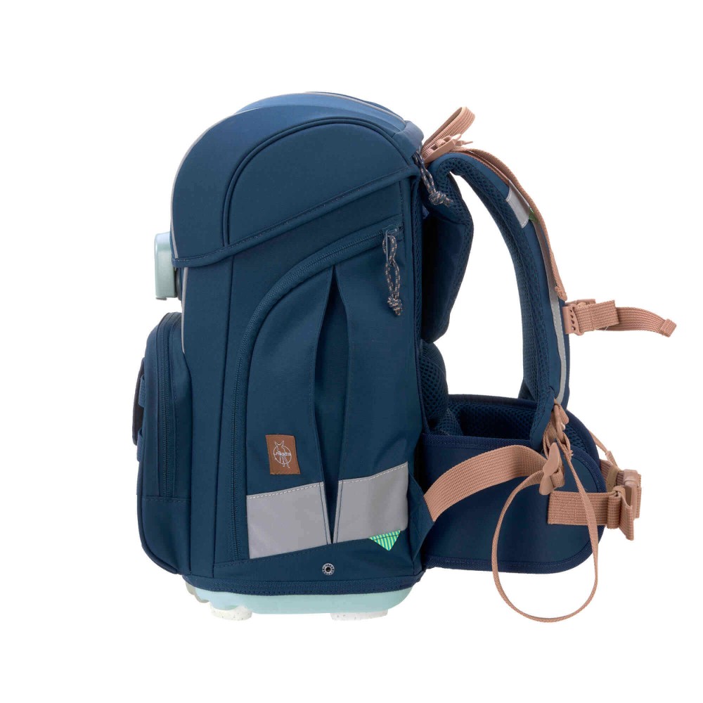 Lässig Schulranzen Unique Boxy Blue Seitenansicht Lässig Schulranzen Unique Boxy Blue Seitenansicht