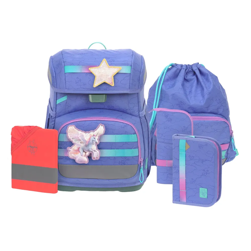 Lässig Schulranzen Set unique Light Wolken Lila 6 tlg