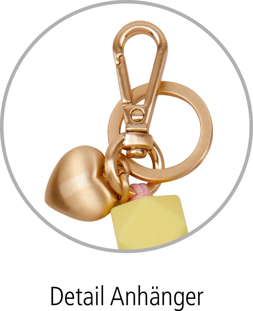 mit Karabiner, Anhänger und Schlüsselring