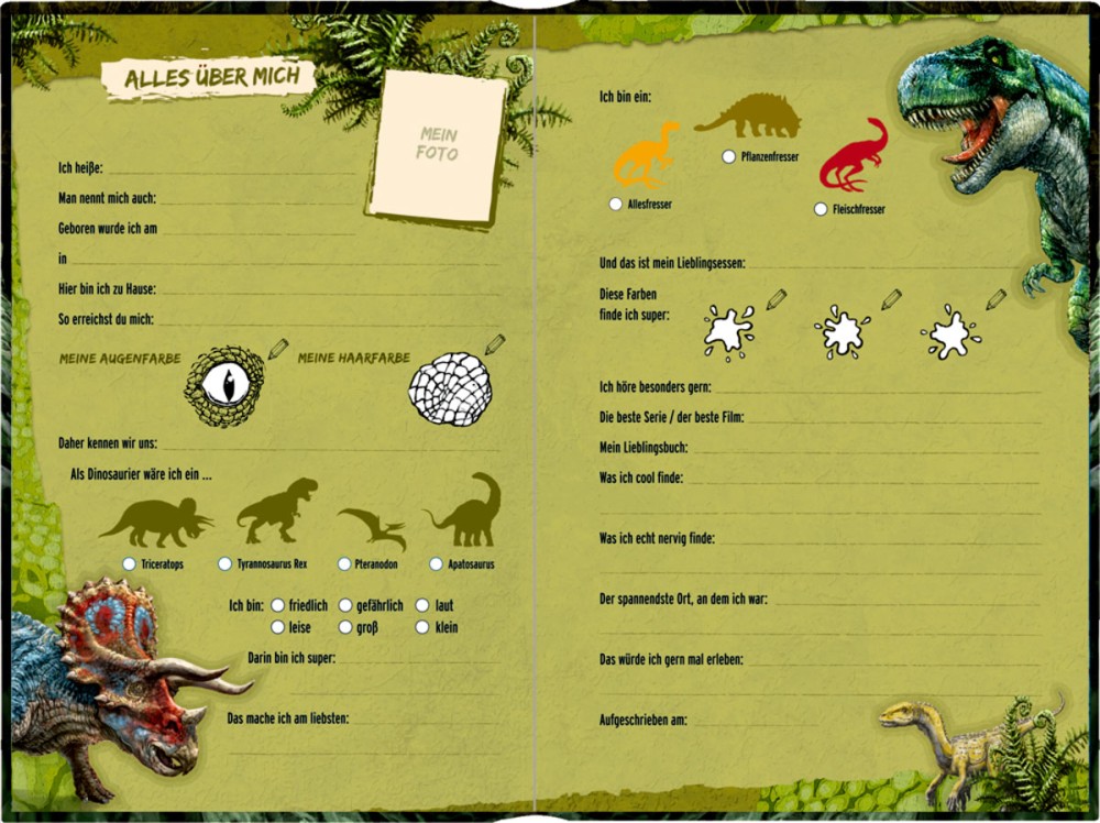 Freundebuch T-rex World Freundebuch Innenansicht