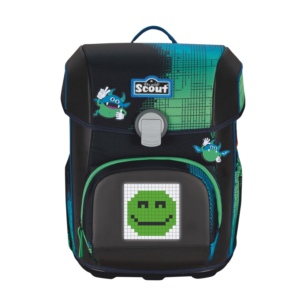 Scout Neo Blue Pixel Front (farbliches Abweichungen, aufgrund Rapportdruck) jeder Schulranzen ein Unikat Scout Neo Blue Pixel Front (farbliches Abweichungen, aufgrund Rapportdruck) jeder Schulranzen ein Unikat