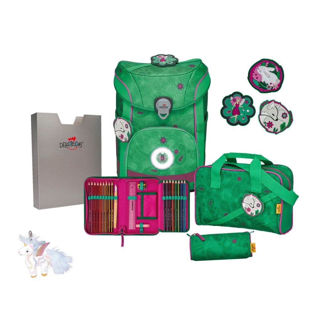 DerDieDas Schulranzen Easy mit Buttons Paisley Green