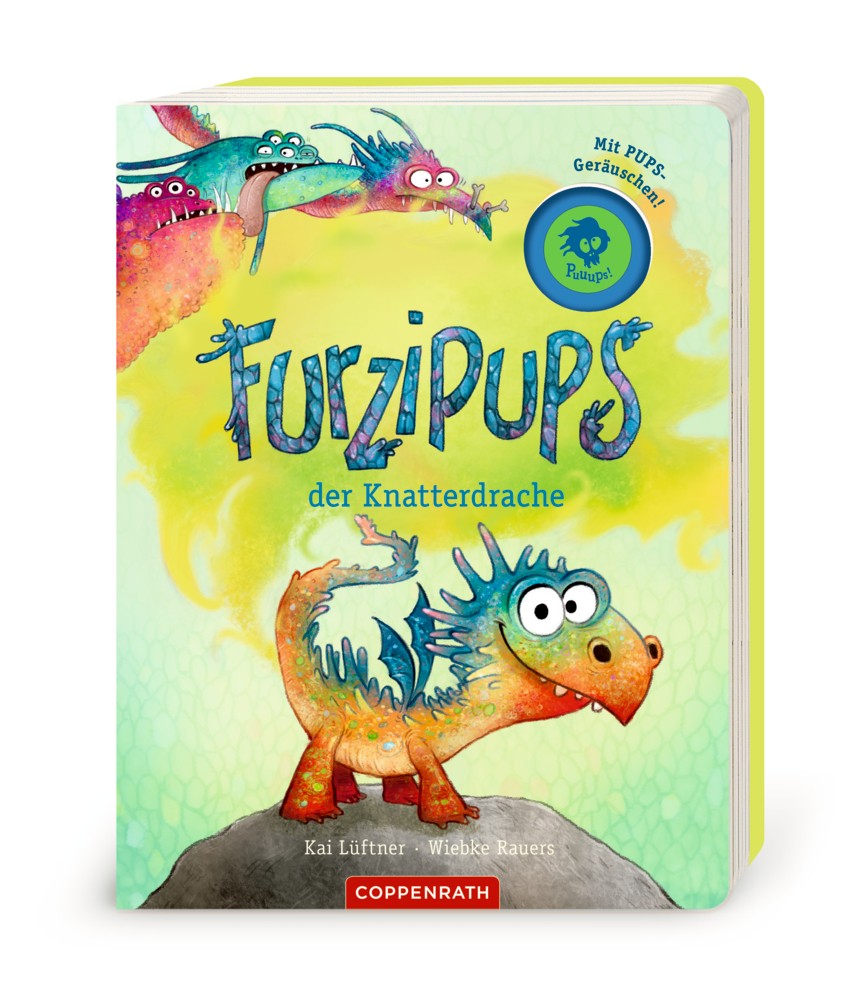 Furzipups der Knatterdrache, pappbilderbuch, Einband mit Spotlack