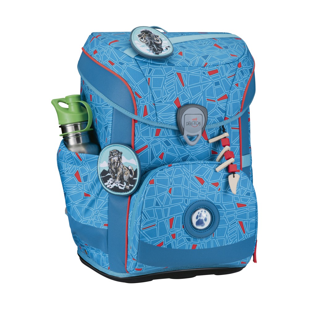 DerDieDas Easy Blue Ice Seitliche Ranzenansicht (Trinkflasche wird nicht mitgeliefert, separat erhältlich)