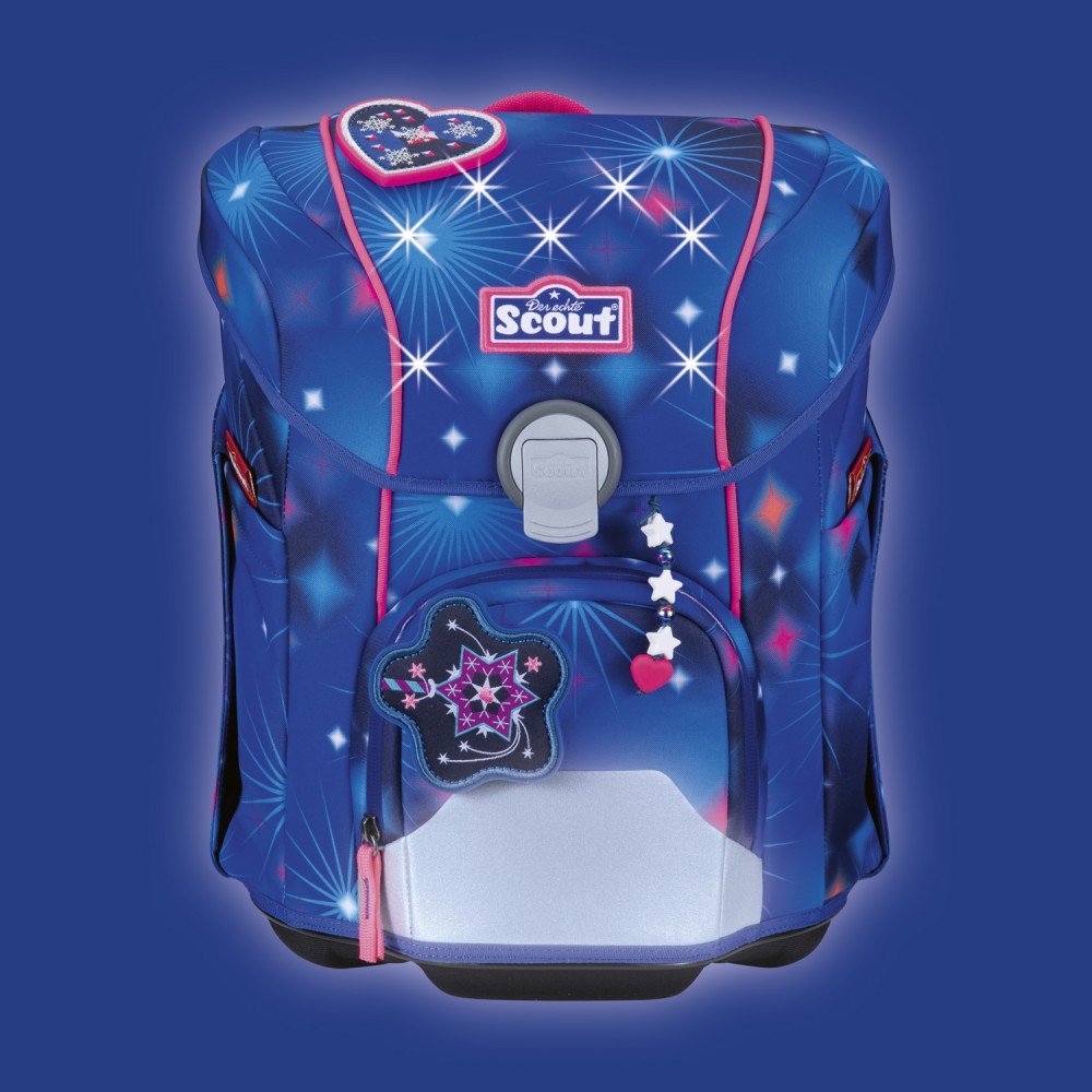 Scout Micro Sparkling Dream leuchtet mit LEDs und retroreflektierenden Flächen im Dunkeln Scout Micro Sparkling Dream leuchtet mit LEDs und retroreflektierenden Flächen im Dunkeln
