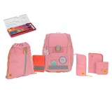 Lässig Boxy Unique Schulranzen Set 7 tlg. Pink + gratis Farbkasten