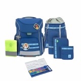 Lässig Schulranzen Slim Unique Set 7 tlg. dunkelblau + gratis Farbkasten