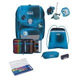 Scout Exklusiv Genius Safety Light Polar Blue Schulranzen Set 5tlg. + gratis Farbkasten