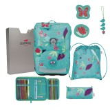 DerDieDas Schulranzen Ergoflex Easy Set Butterfly Garden 5 tlg.