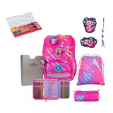 DerDieDas Schulranzen ErgoFlex Neon Punkie Set 5tlg. + gratis Farbkasten