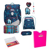 Scout Exklusiv Alpha LED White Unicorn Schulranzen Set 5tlg. + gratis Farbkasten